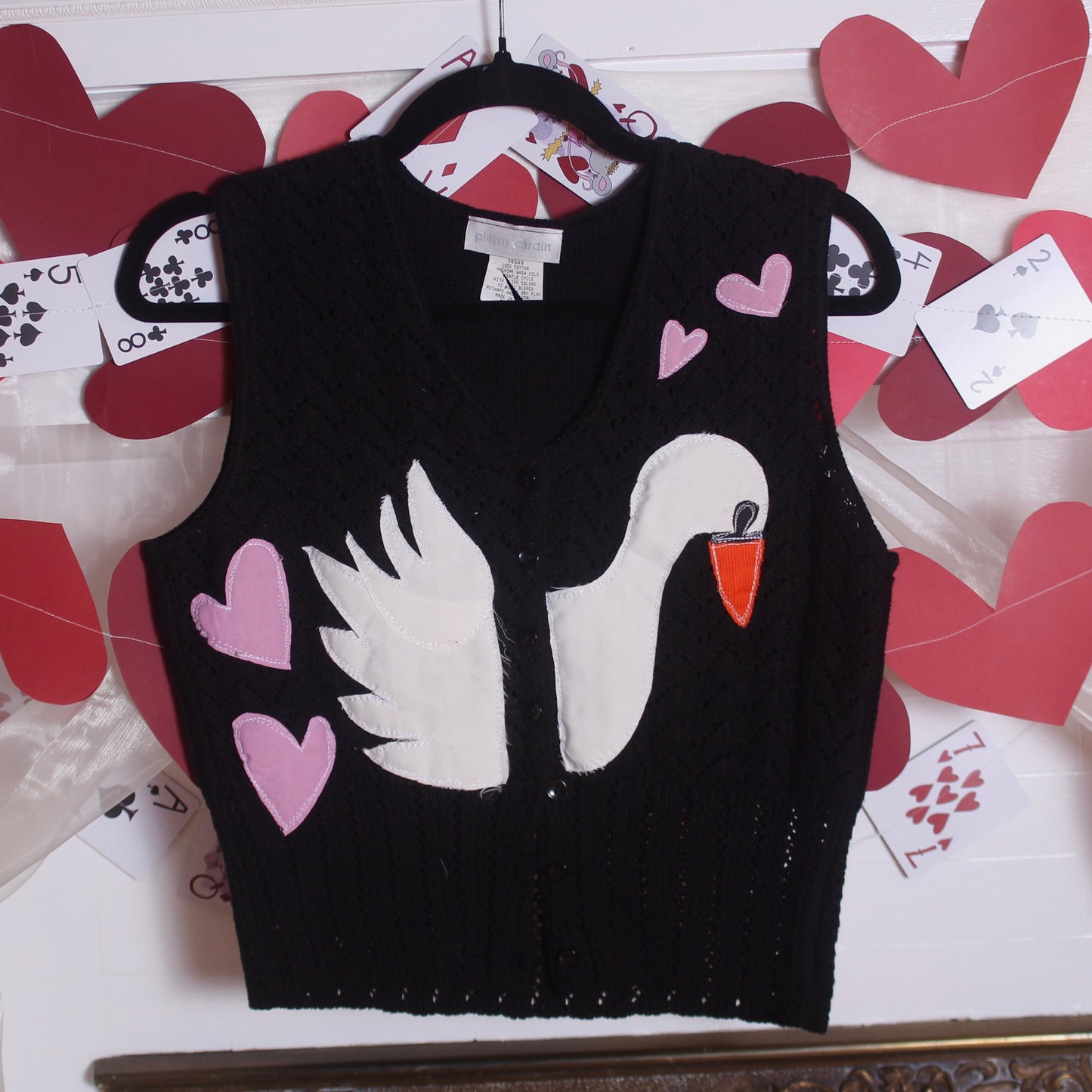Hearts and swan vest(small) - Magg's Rags