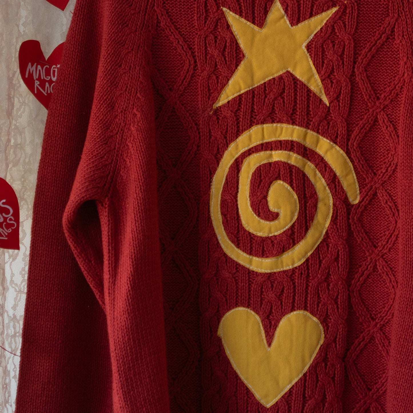 Star swirl heart sweater(large)