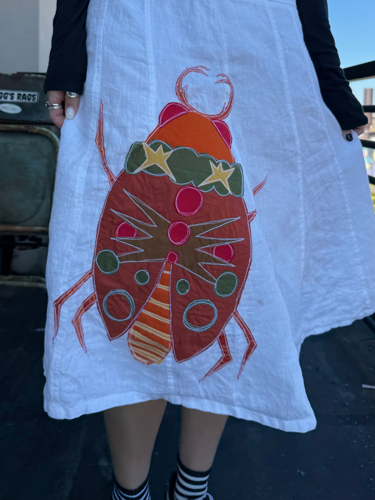 Linen bug midi skirt(6)