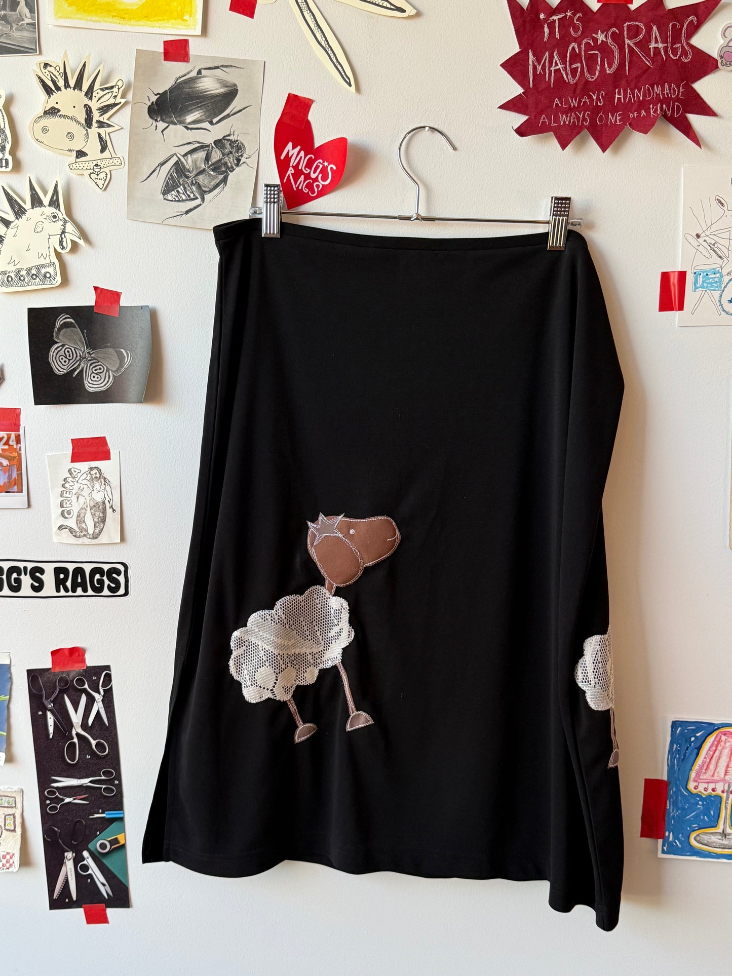 Lace sheep midi skirt(large)