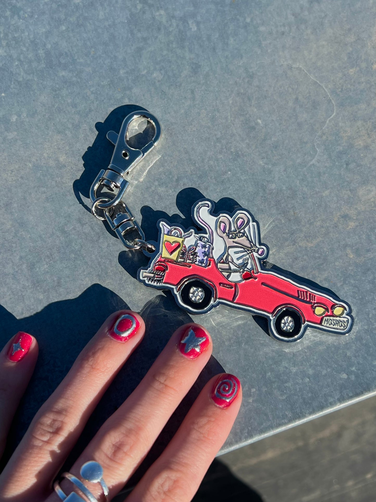 Rat on the Road double sided keychain