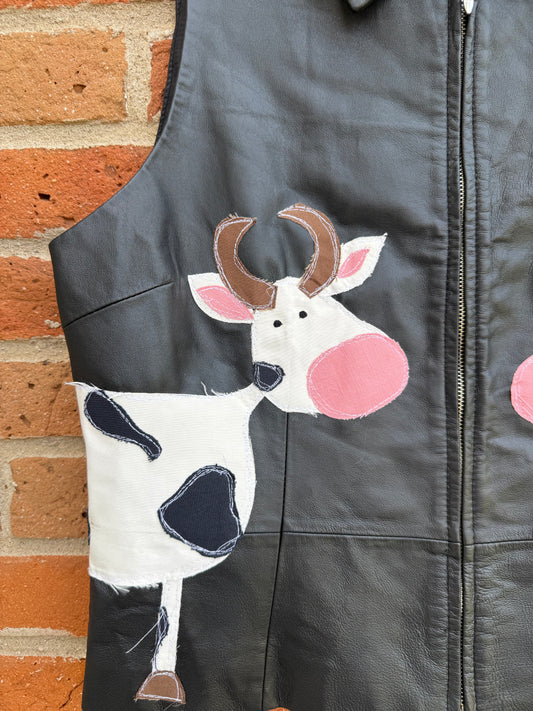 Double cow leather vest(XL)