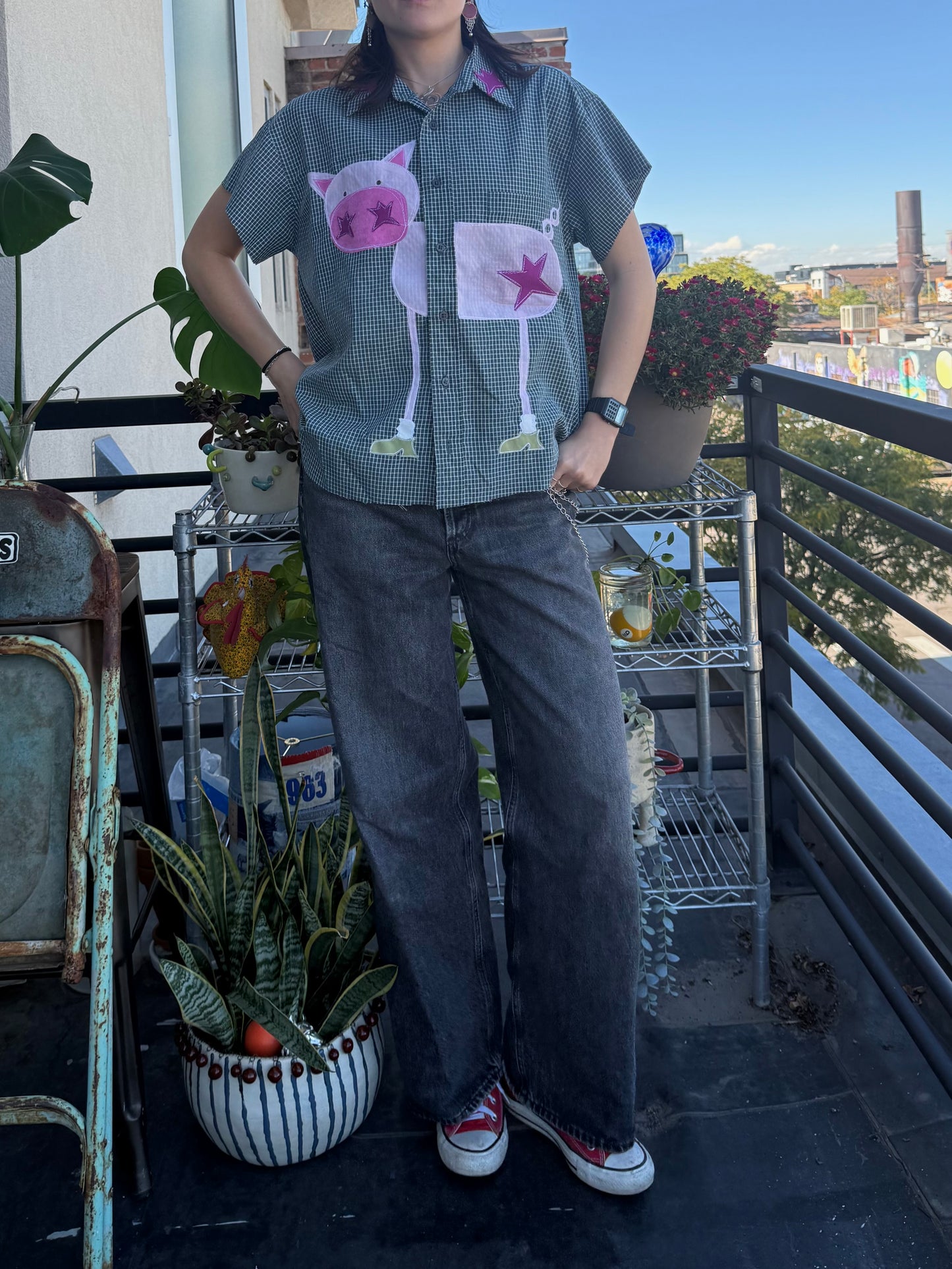 Fancy pig ft. Star collar button down(medium)