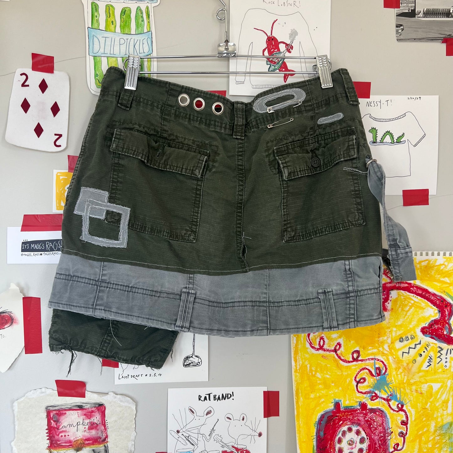 Deconstructed cargo mini skirt