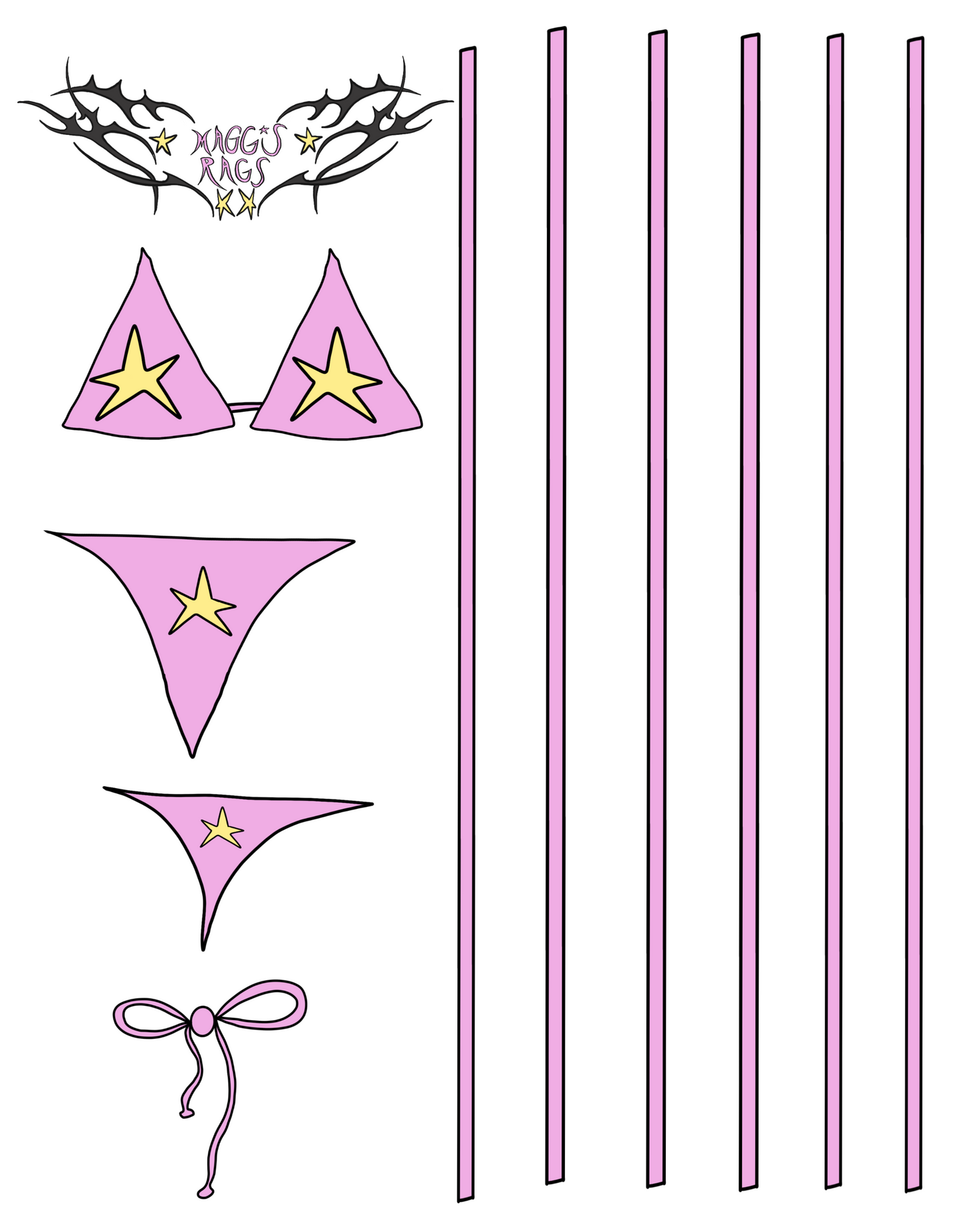 Bikini water bottle sticker sheet