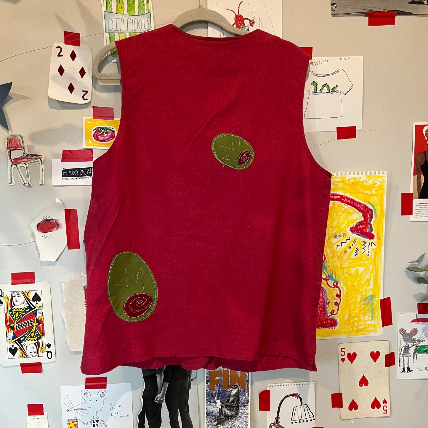 Olive x8 linen vest(large)