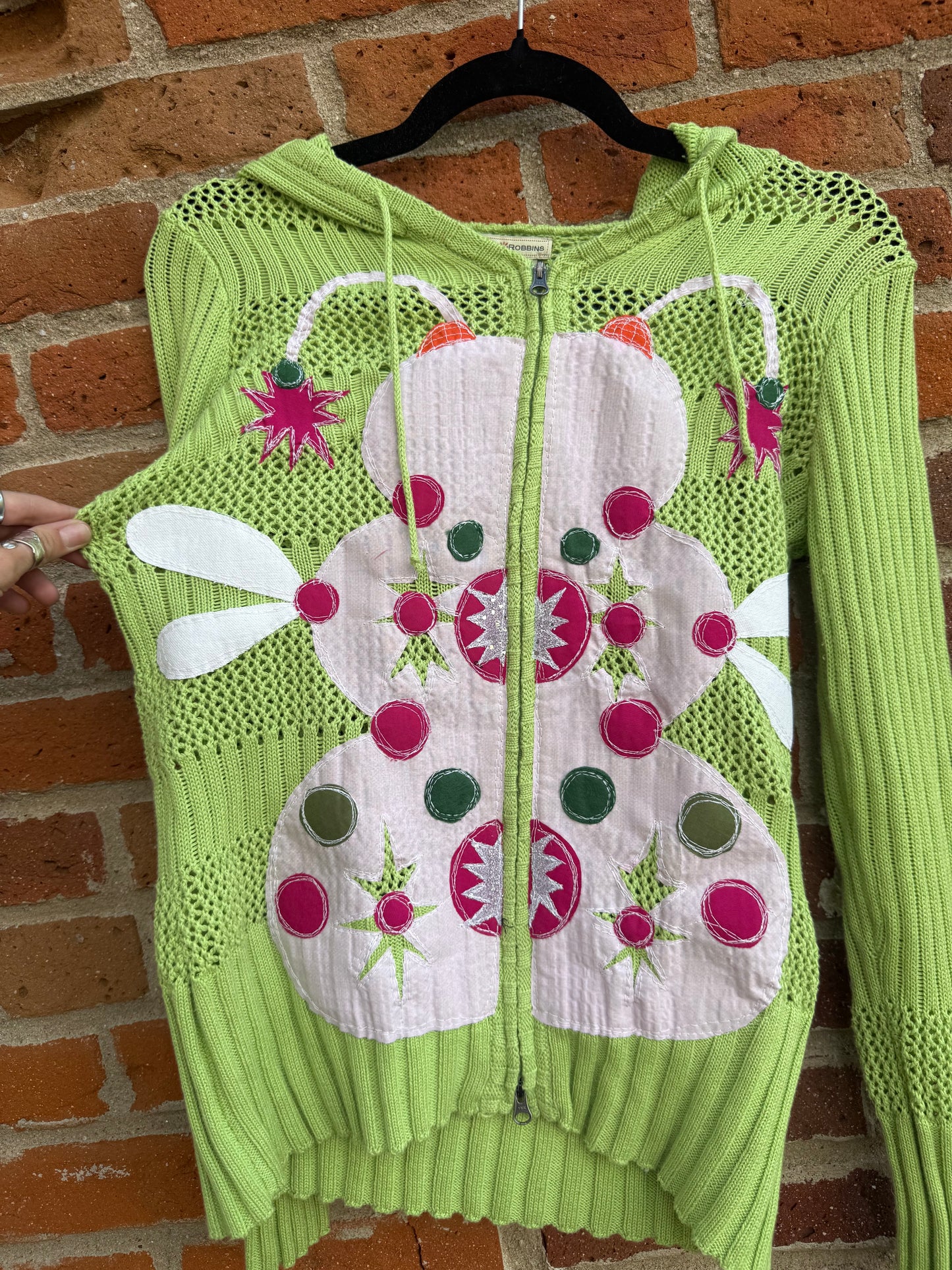 Abstract bug knit zip up(large)