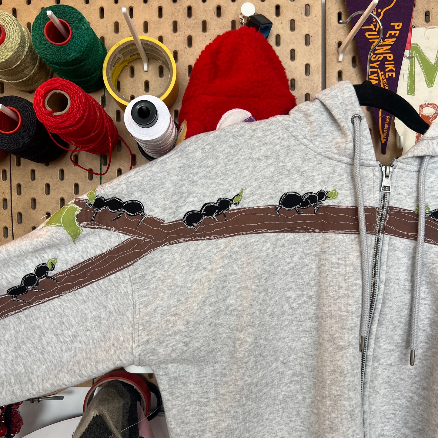 Ants on a log cropped zip up hoodie (large)