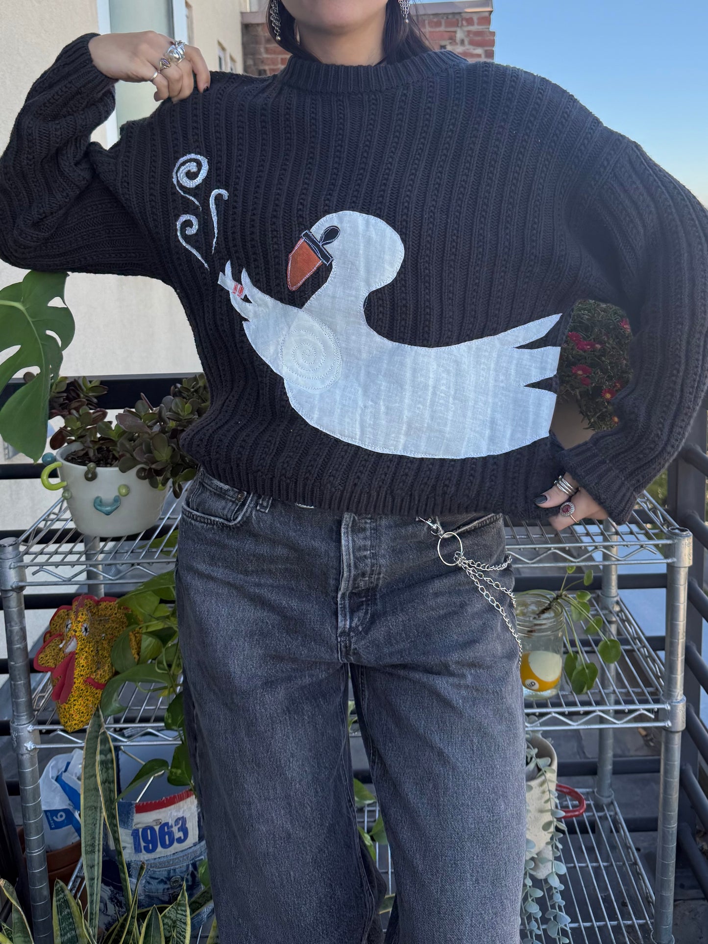Smoking swan sweater(small)