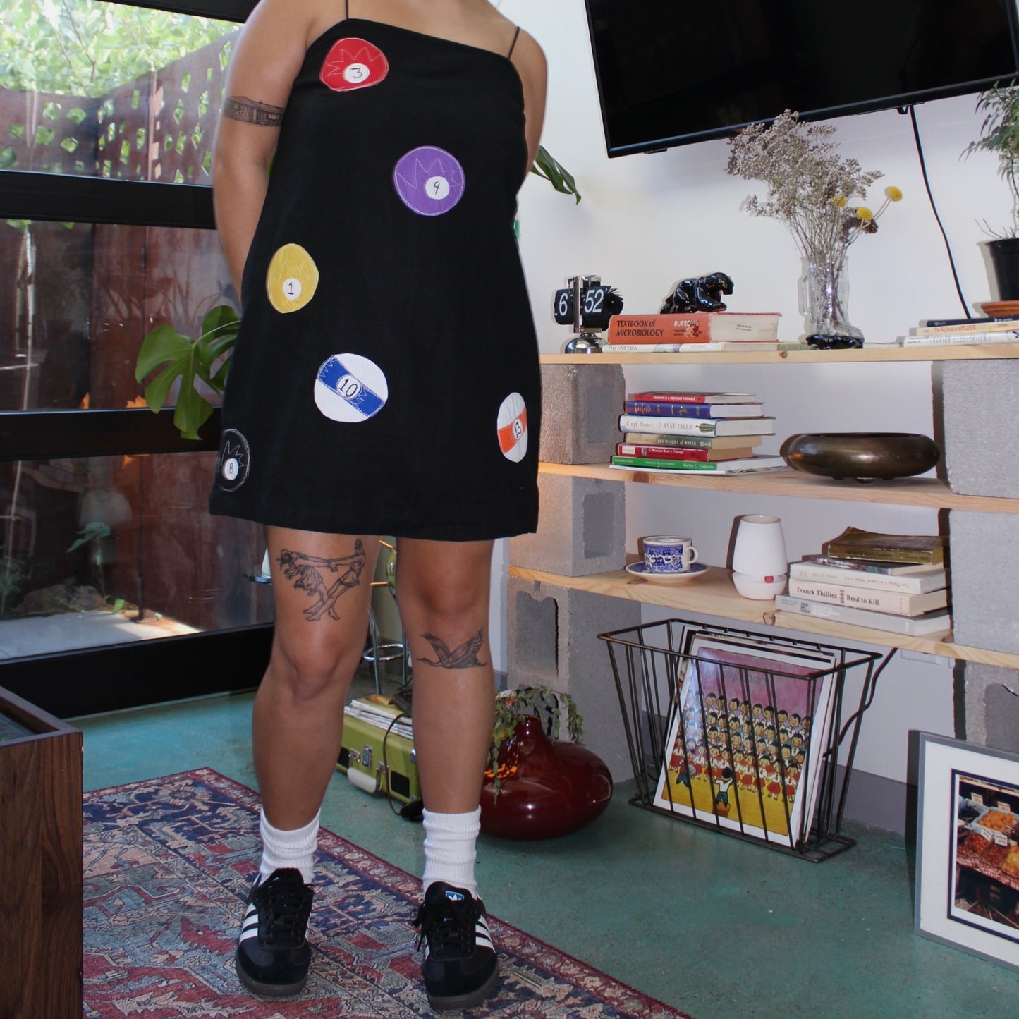 Black linen billiard ball dress(large) - Magg's Rags