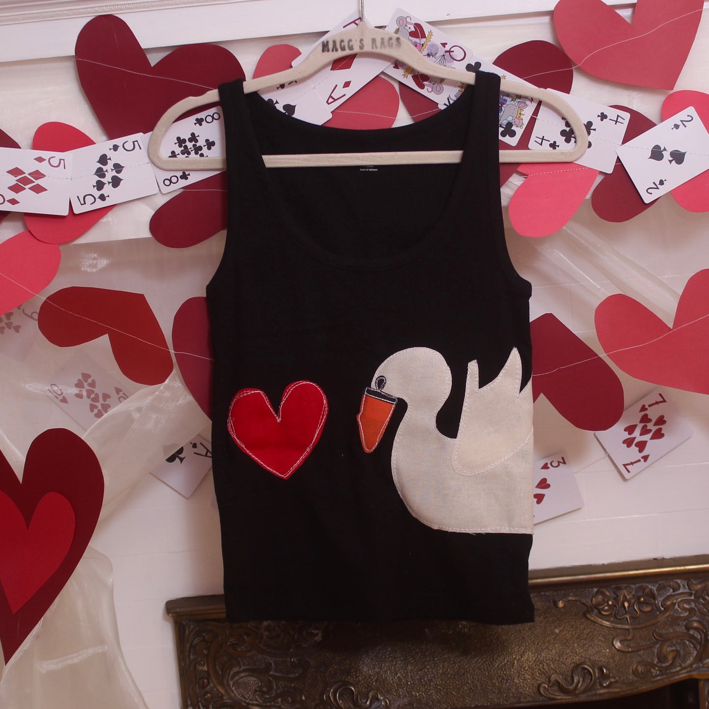 Swan and heart tank(medium) - Magg's Rags