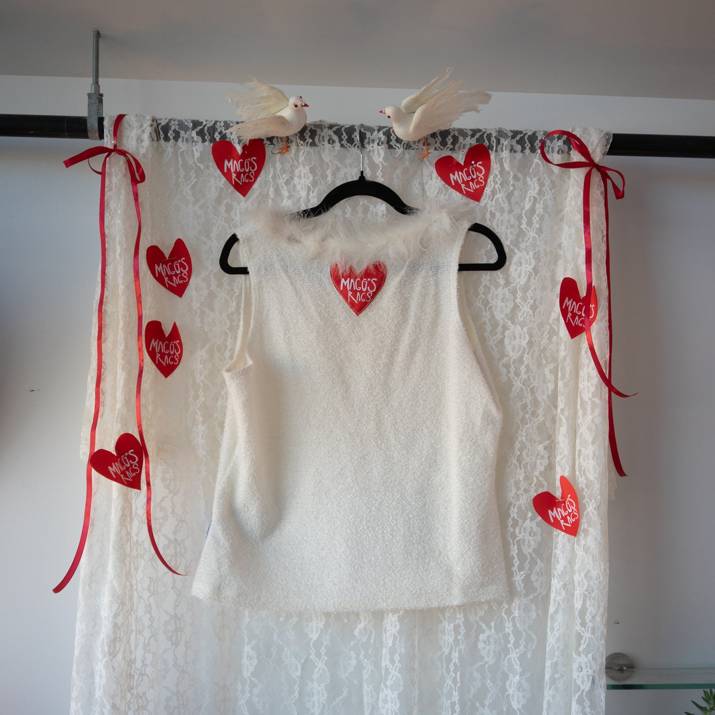 Swan lake feather trimmed cardigan/tank set(2 pieces)(Large)