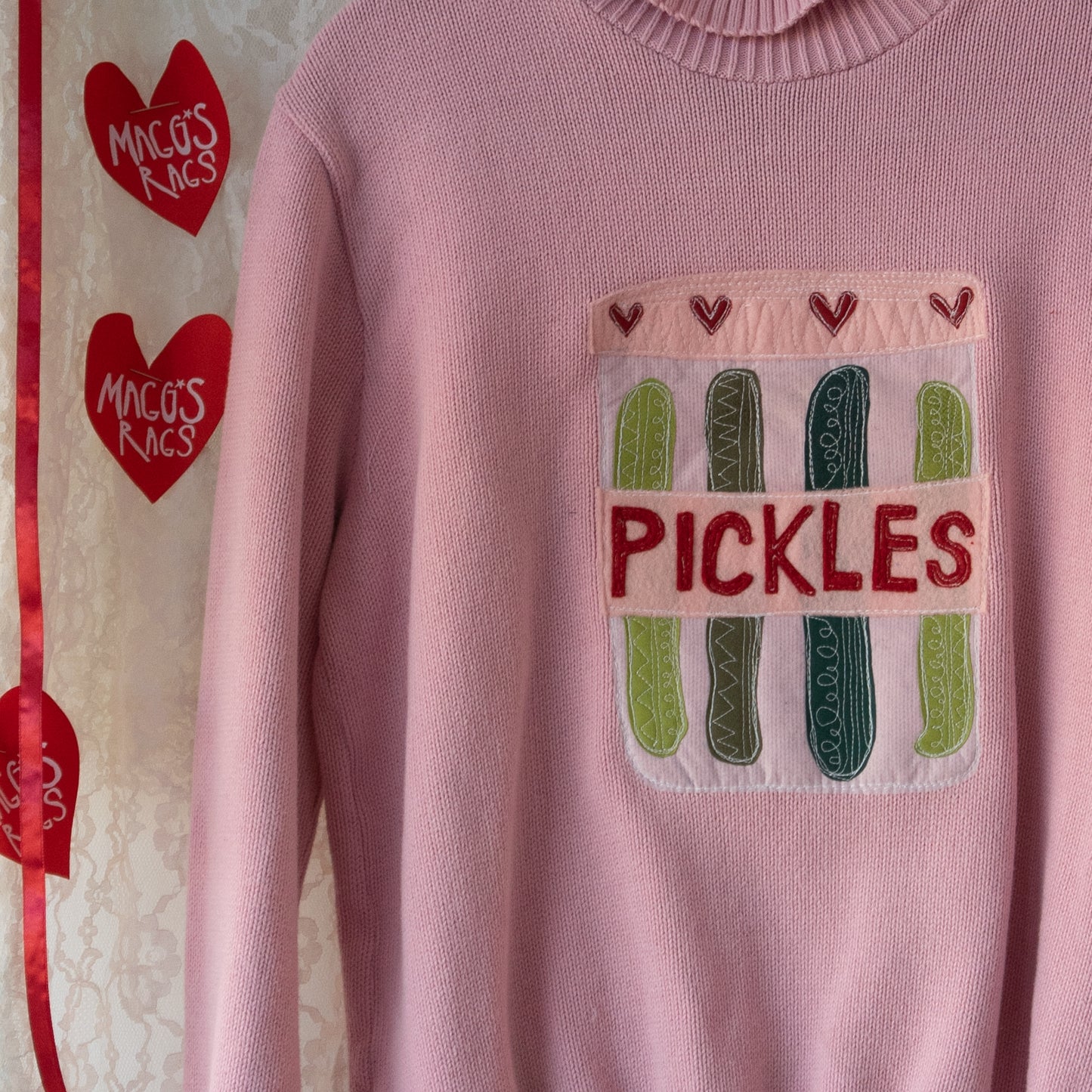 Pink pickles turtleneck sweater(medium)