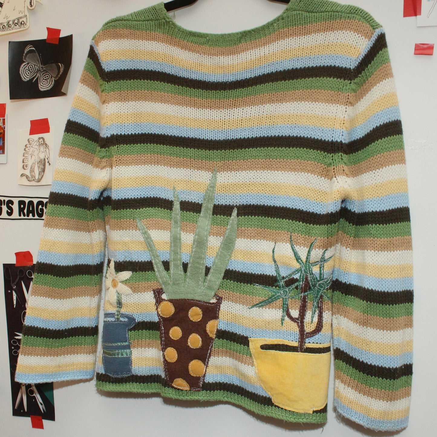 360° Plant striped sweater(medium)