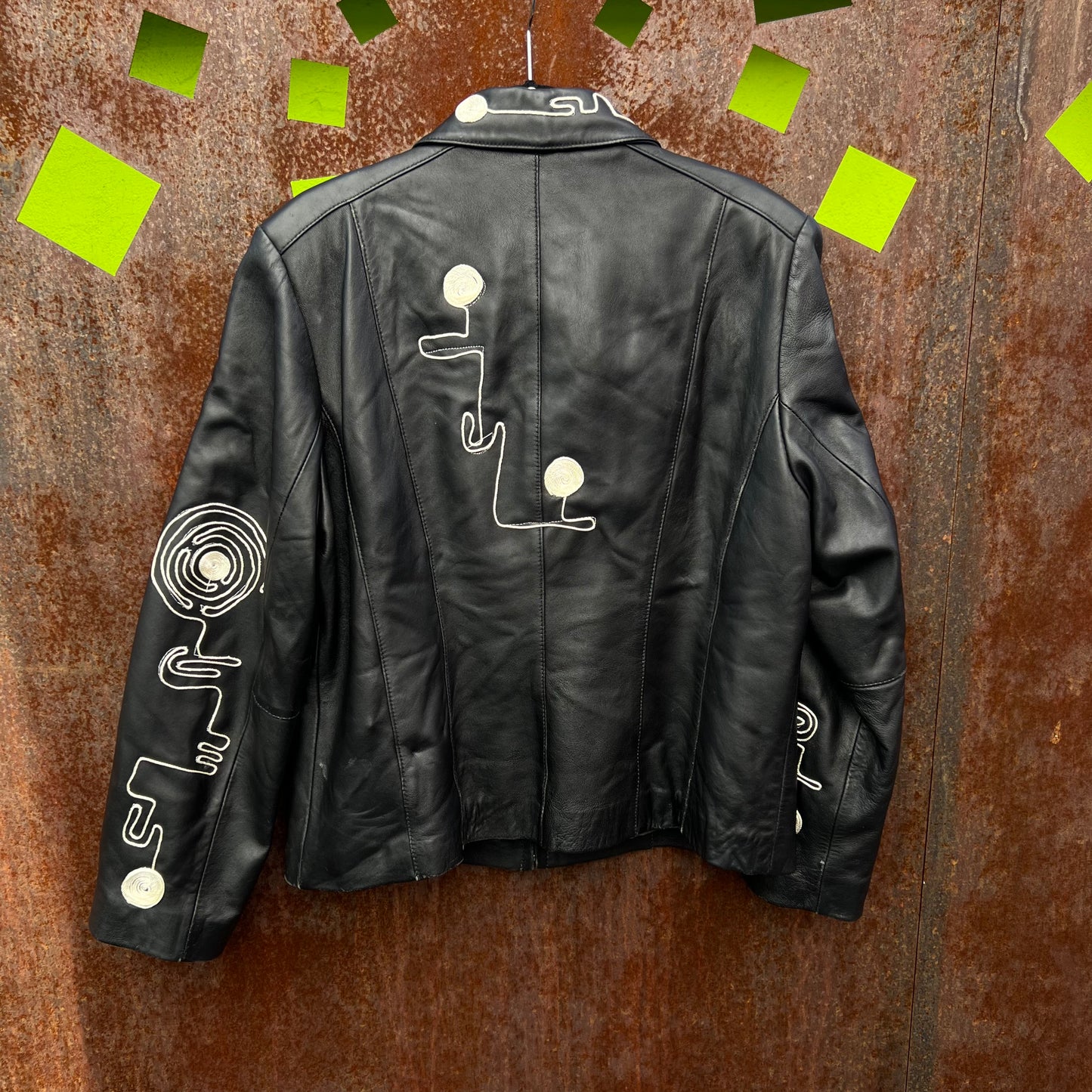 Squiggle squiggle squiggle leather jacket