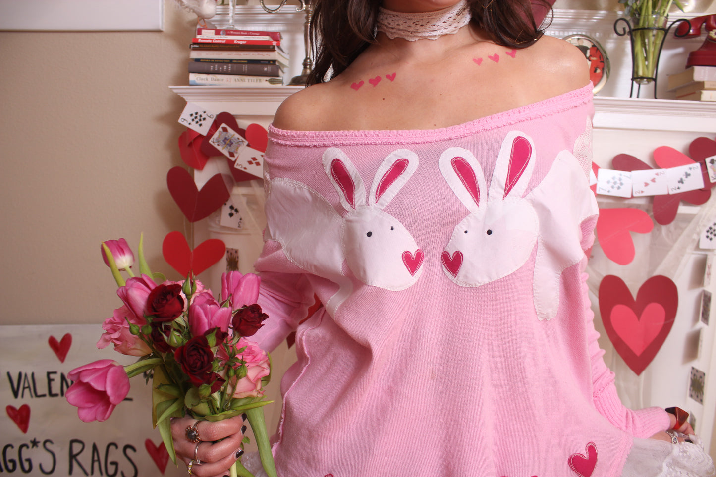 Bunnies n’ hearts thermal(medium) - Magg's Rags