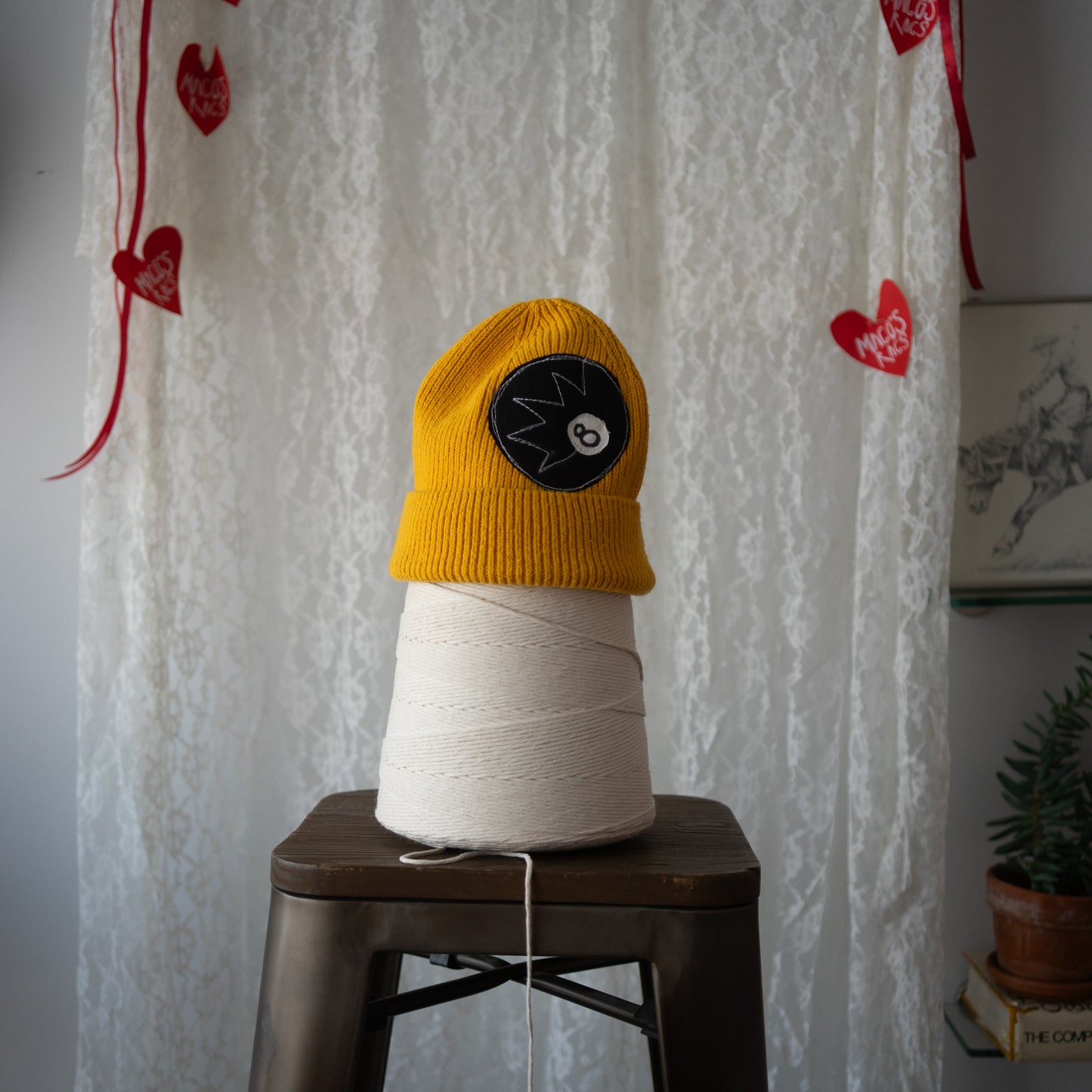 Yellow double 8ball beanie (os)