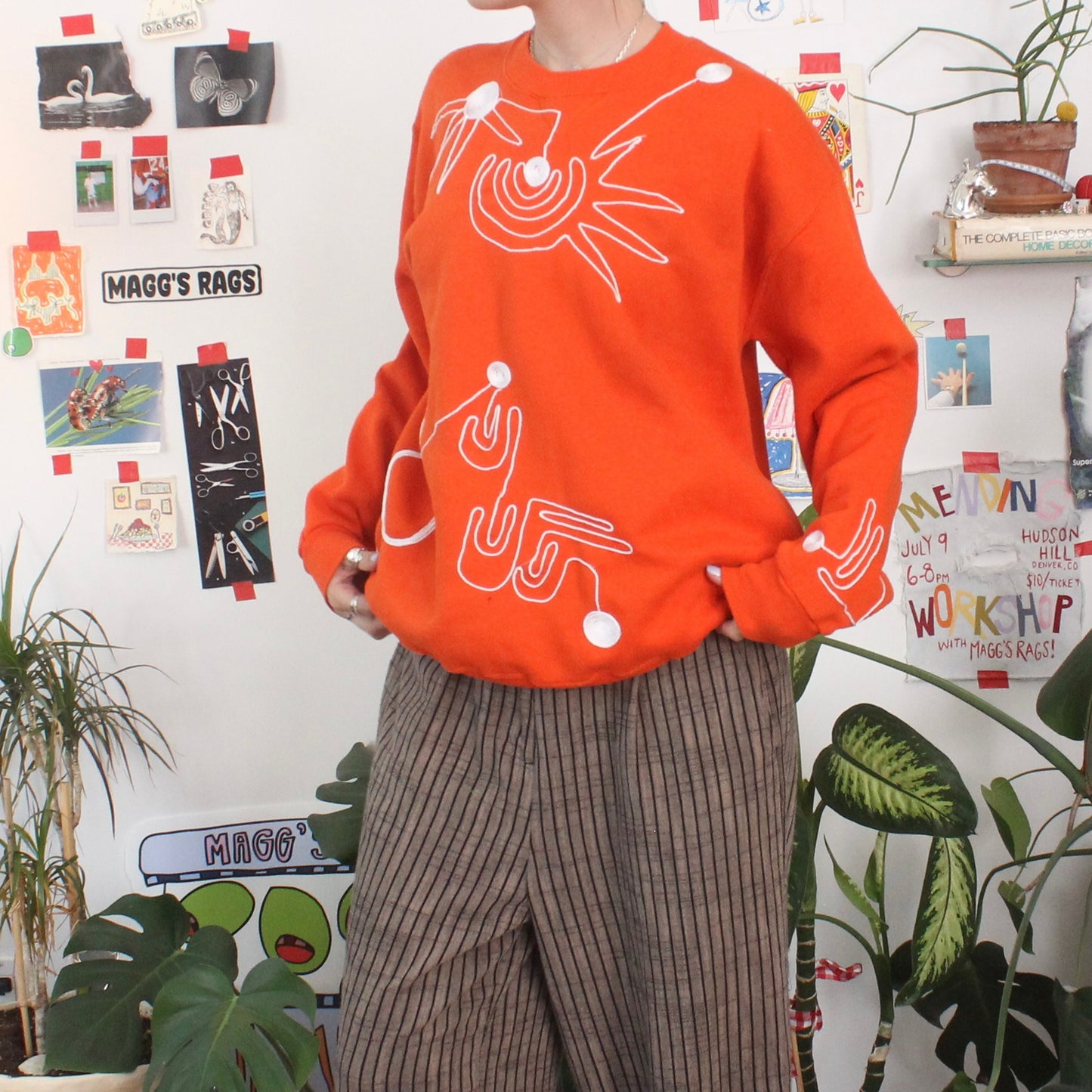 Orange swirly string crew(medium)