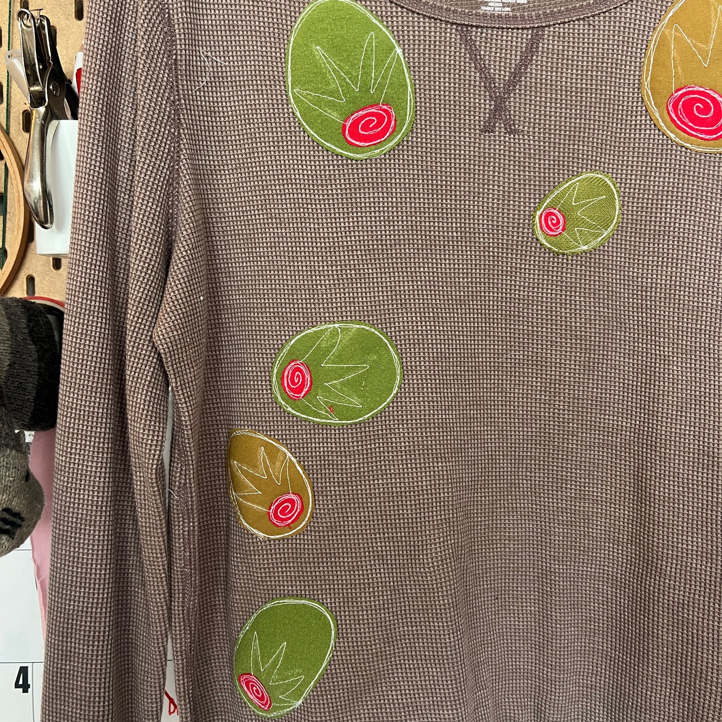 Olives all over waffle longsleeve (xl)