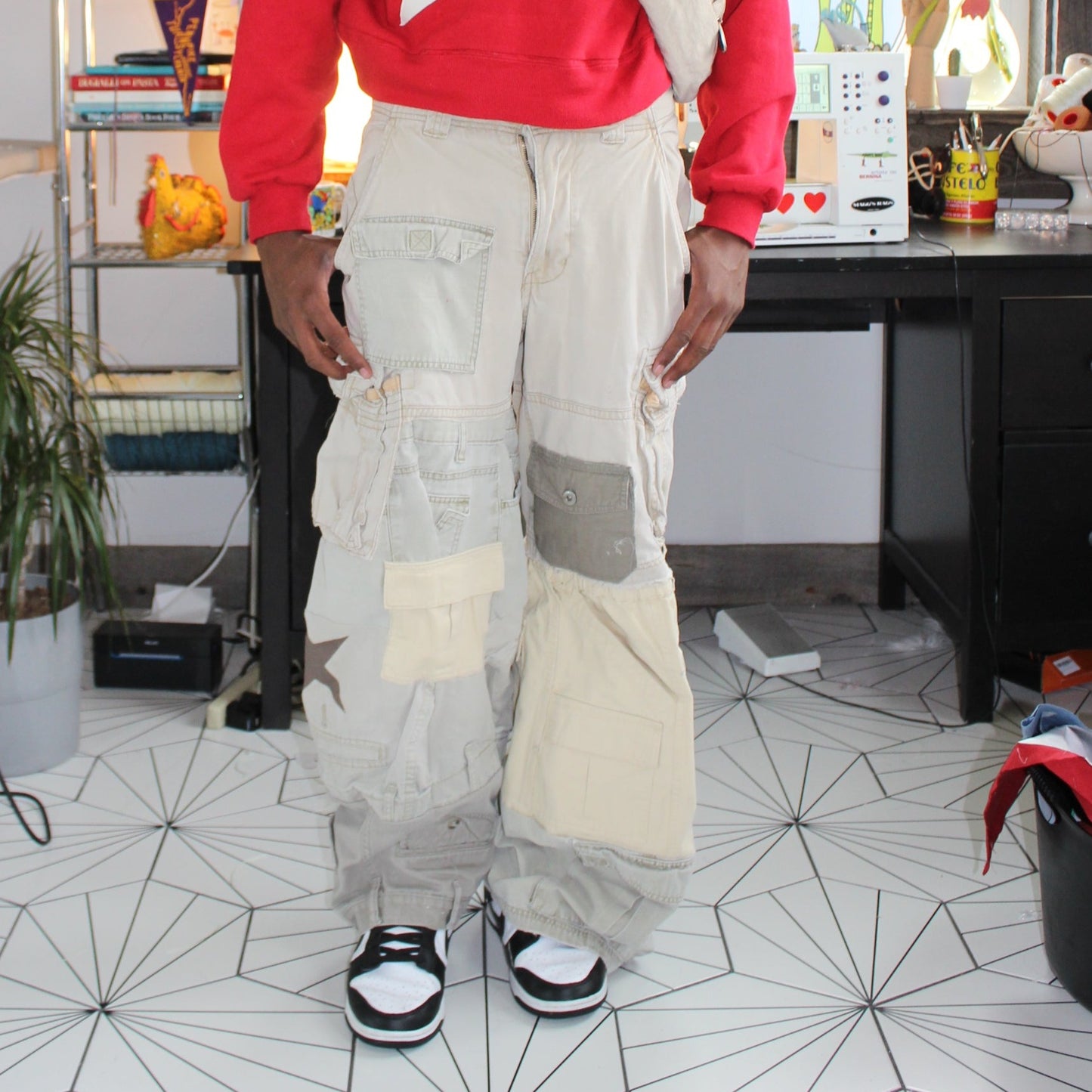 Deconstructed reconstructed cargo pants(32)