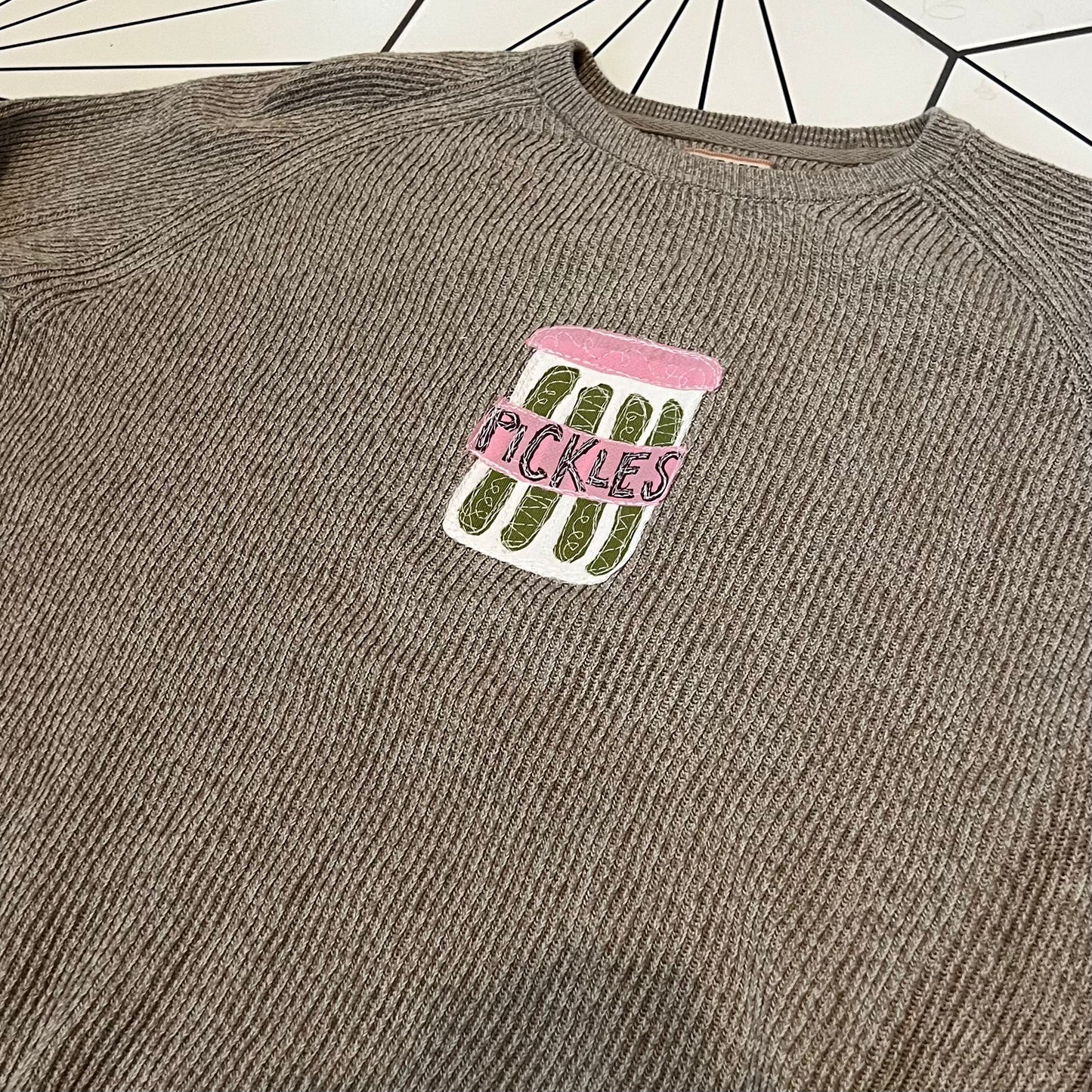 Pink&purple pickle sweater(Large)