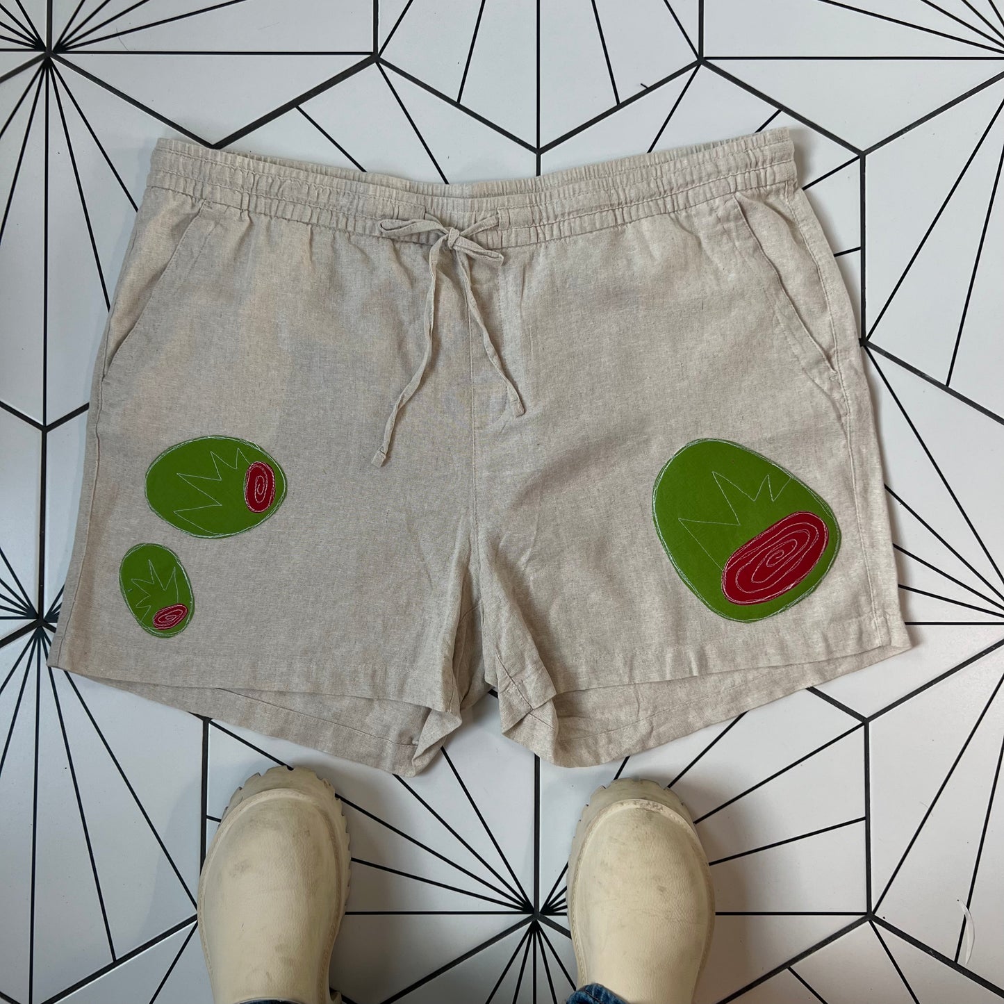Linen Olive Shorts(XXL)