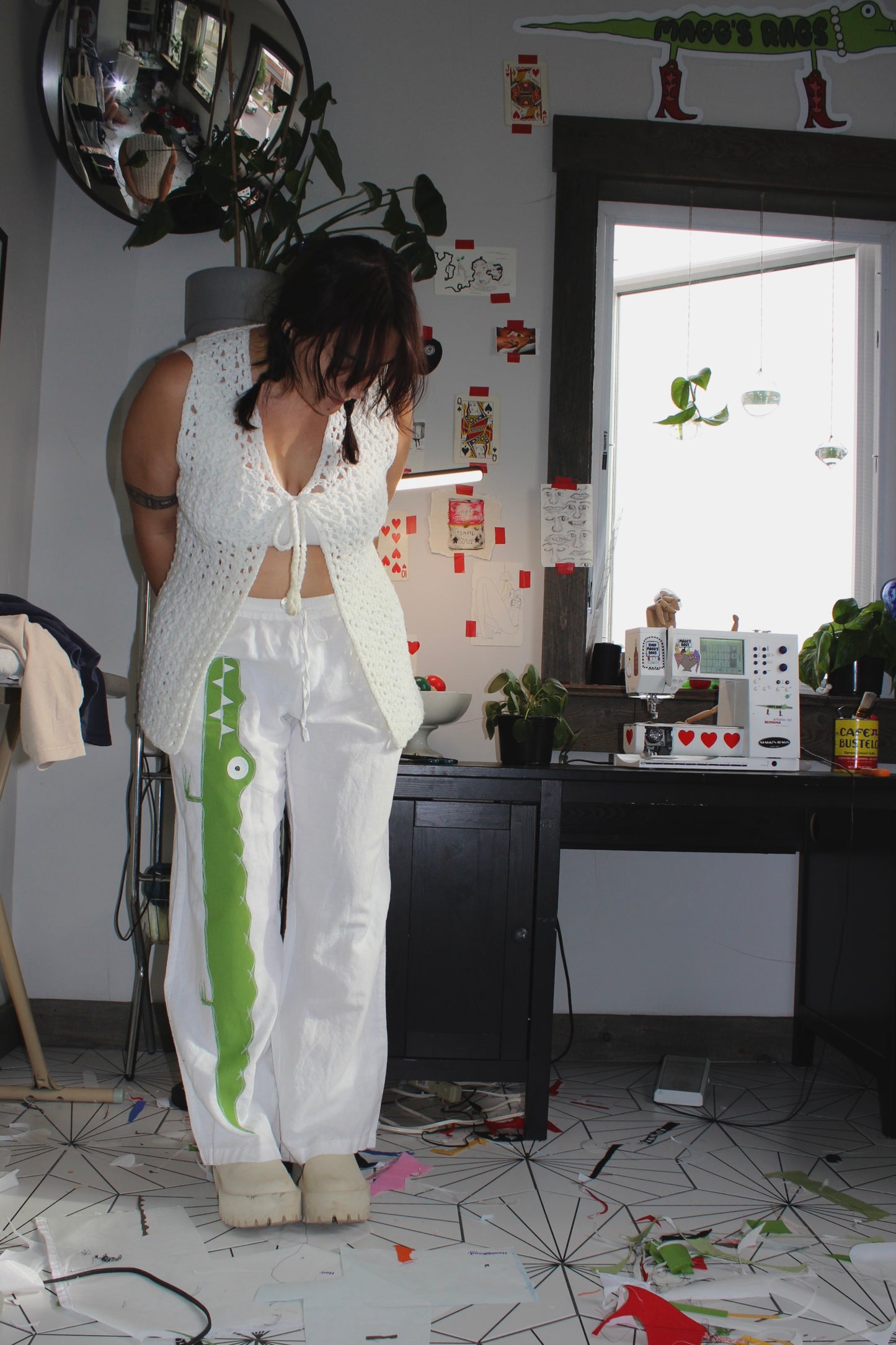 Linen gator trousers(large)