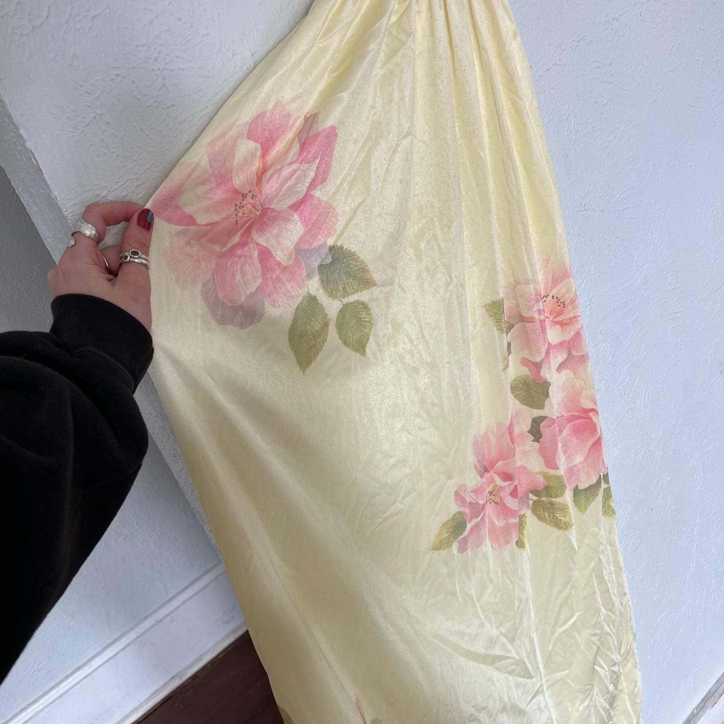 Yellow Floral Silk Dress(Small)