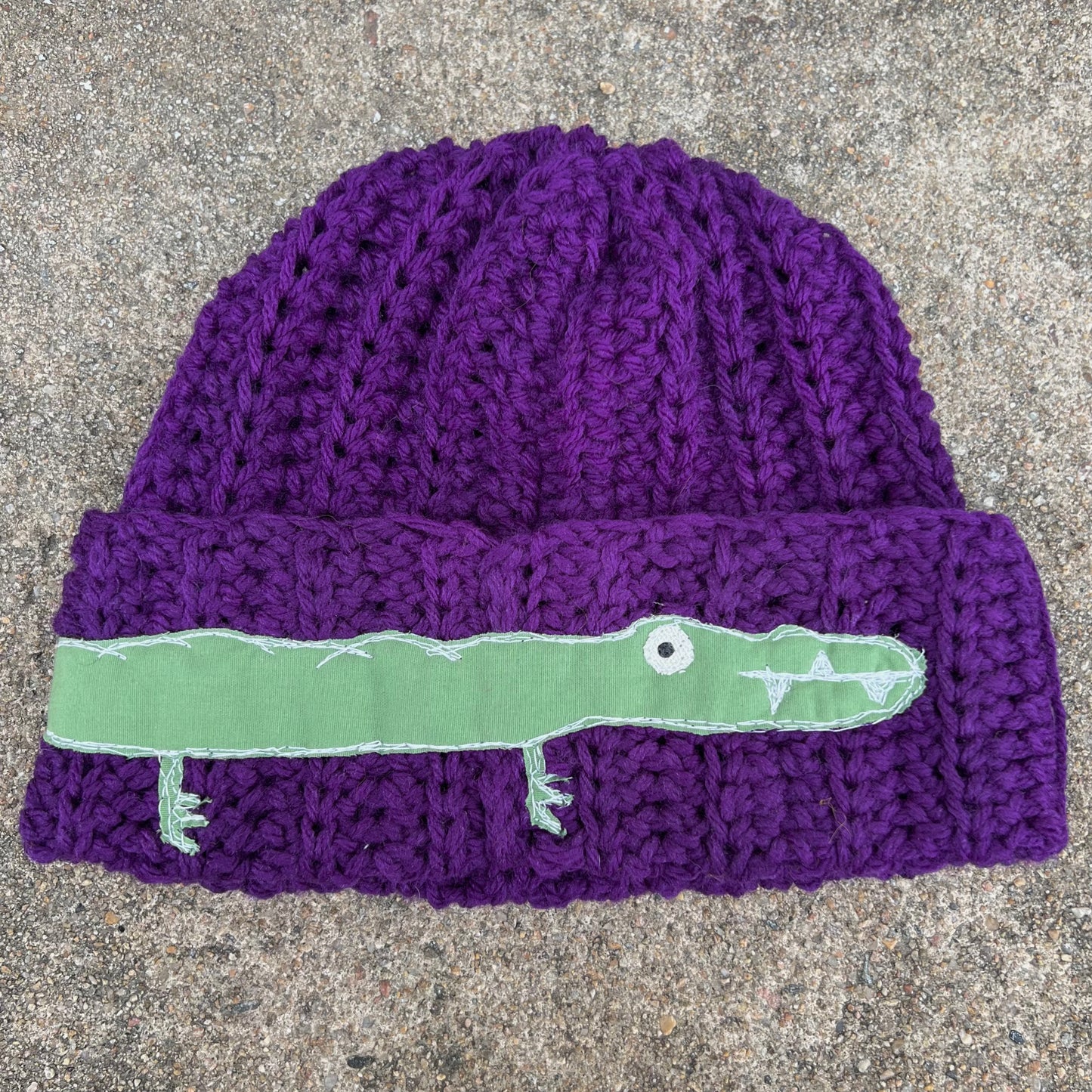 Purple gator beanie