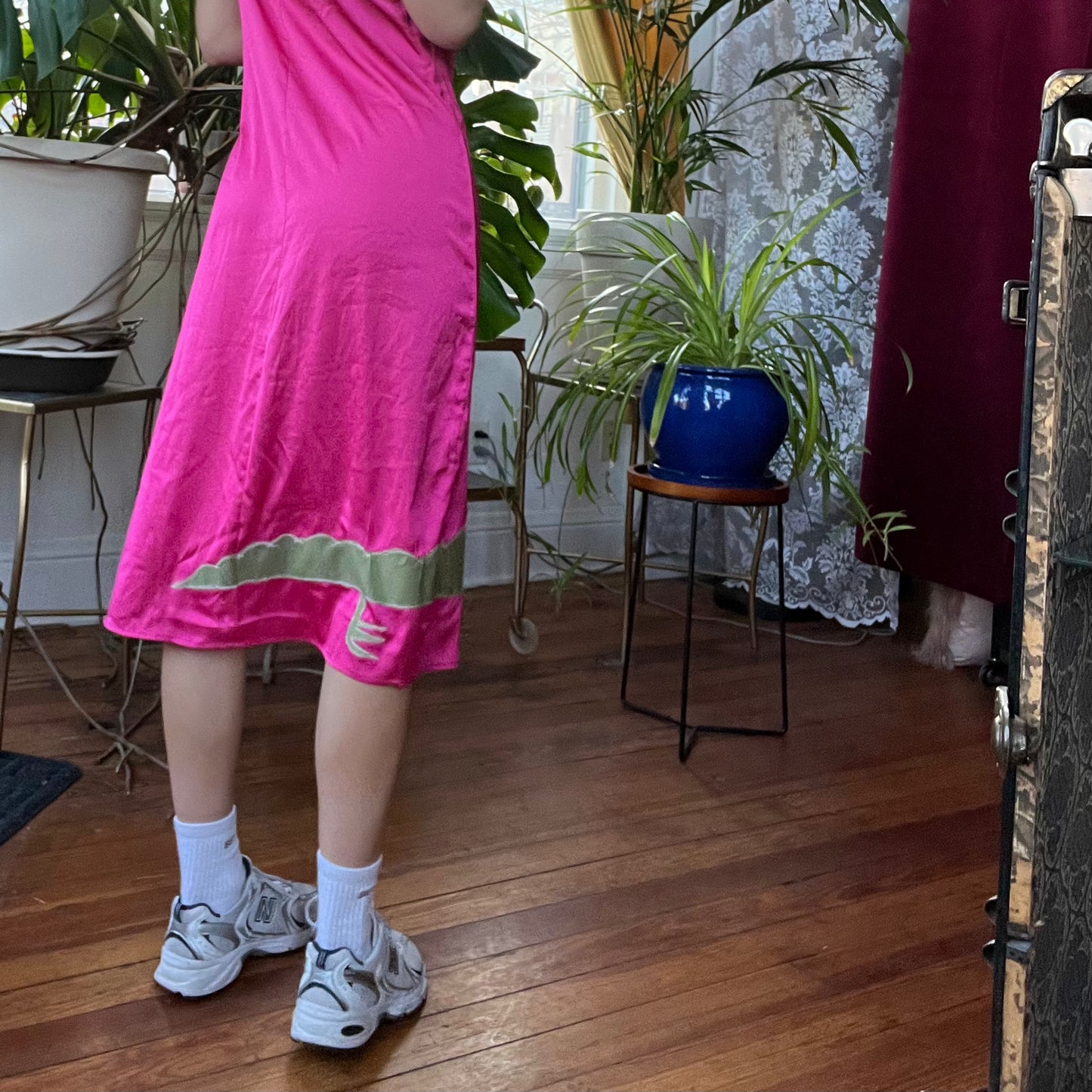 Silk gator wrap maxi dress
