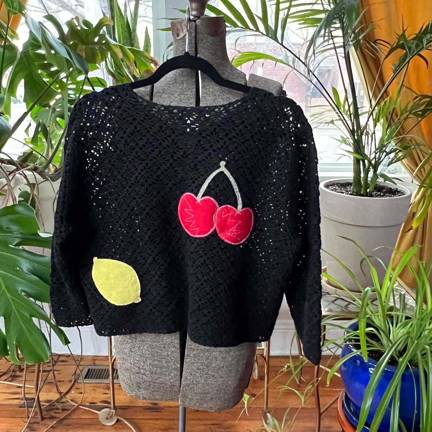 Crochet fruit salad sweater