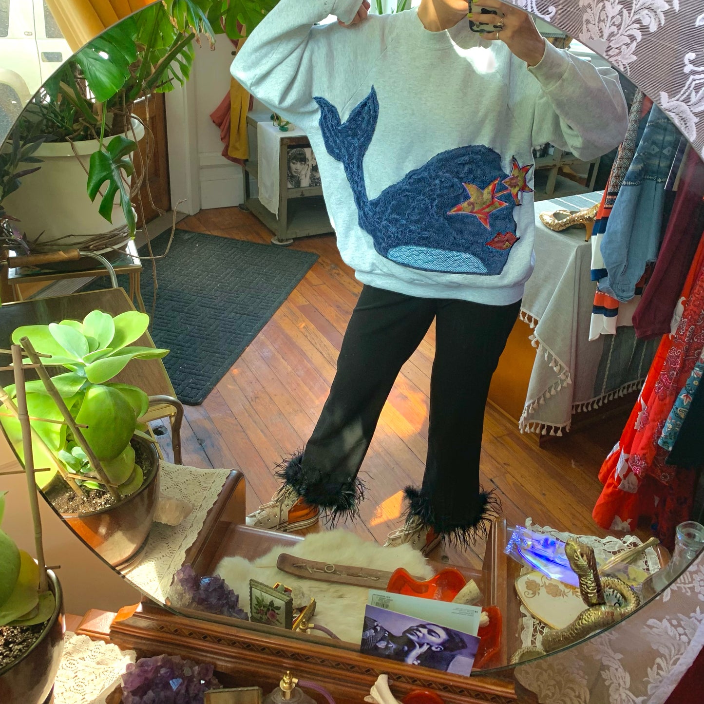 Appliqué Miss whale crewneck - Magg's Rags