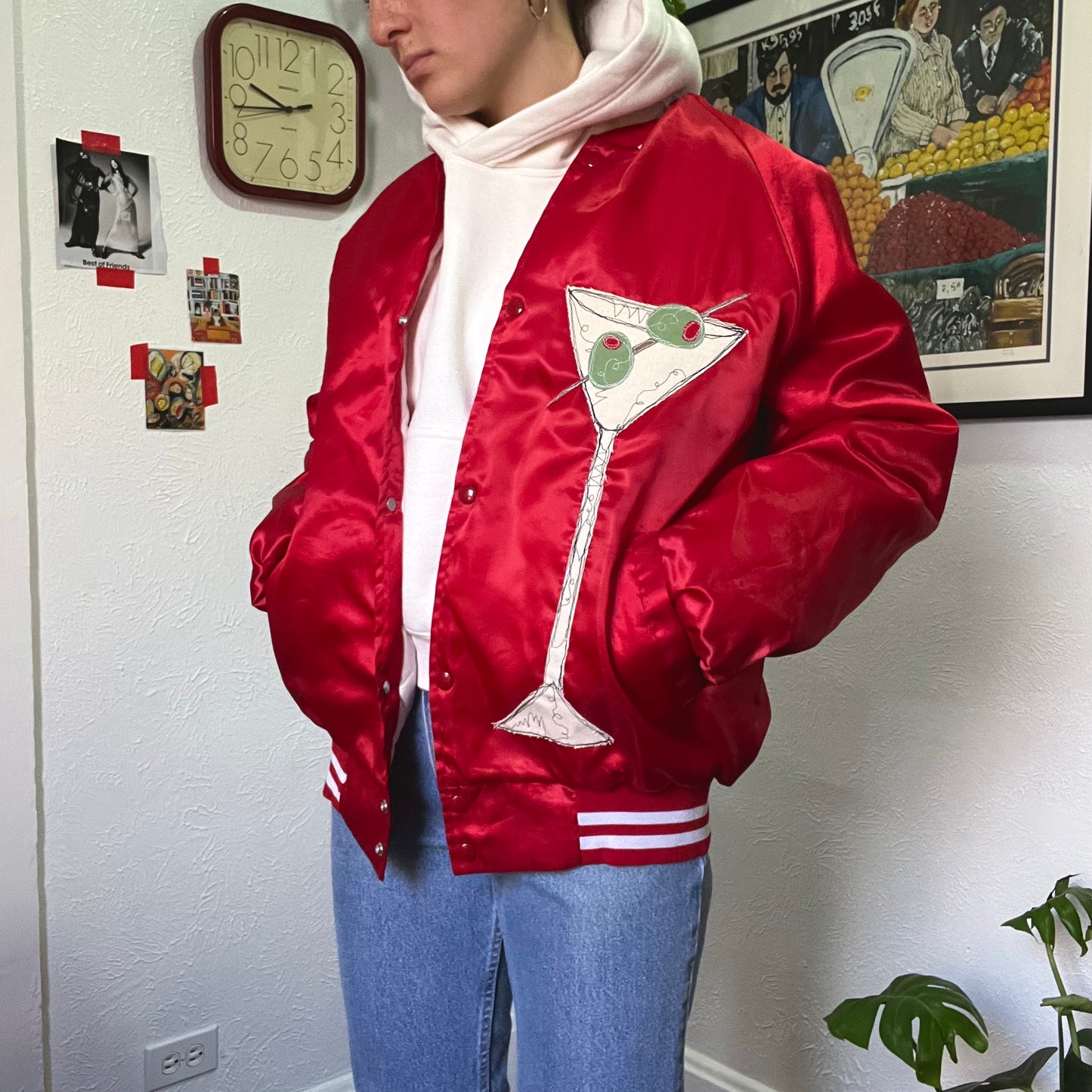 Red martini bomber jacket - Magg's Rags