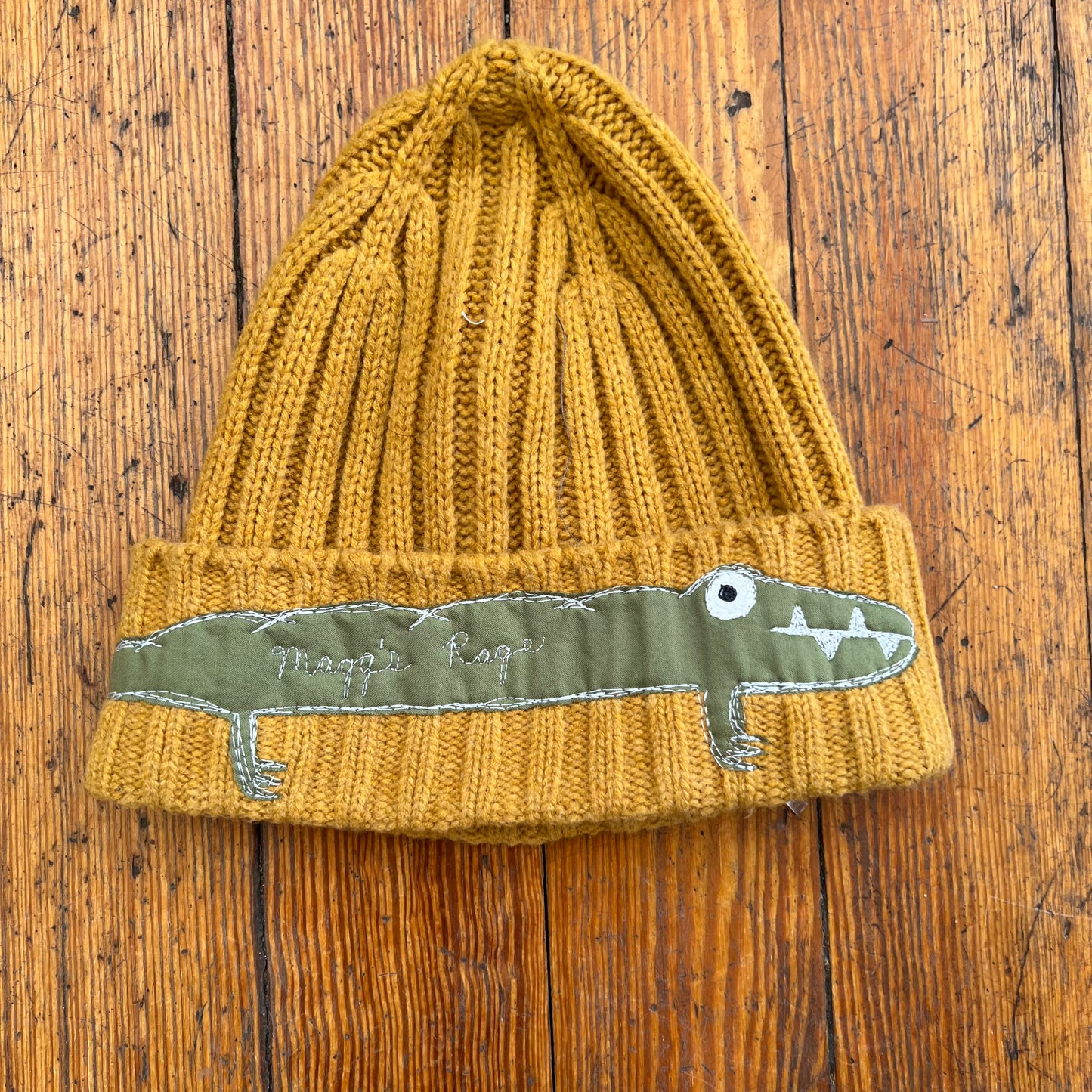 Mustard Gator Beanie - Magg's Rags