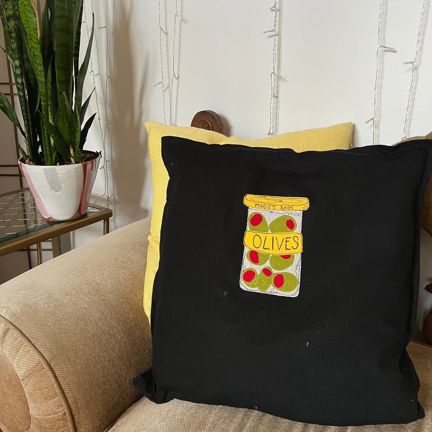 Jar of Olives throw pillow - Magg's Rags