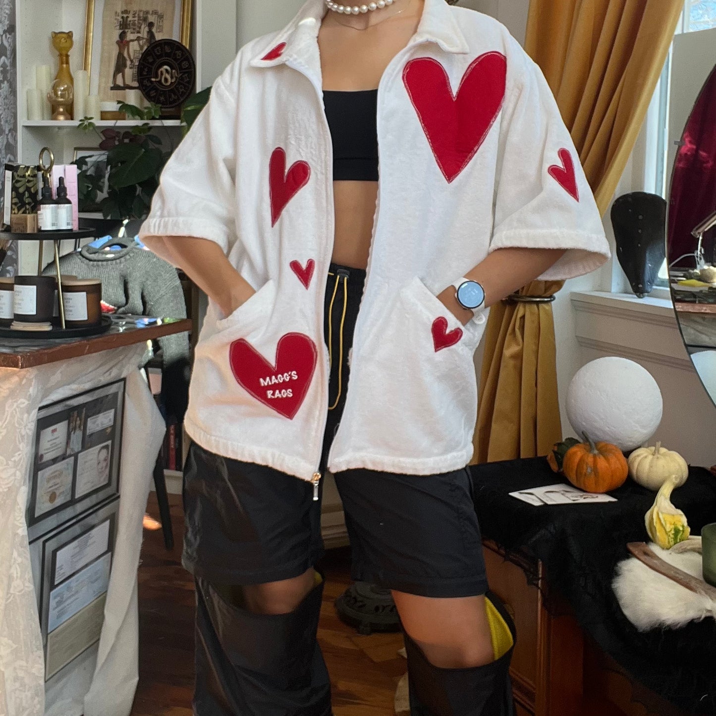 Terry cloth heart shacket - Magg's Rags