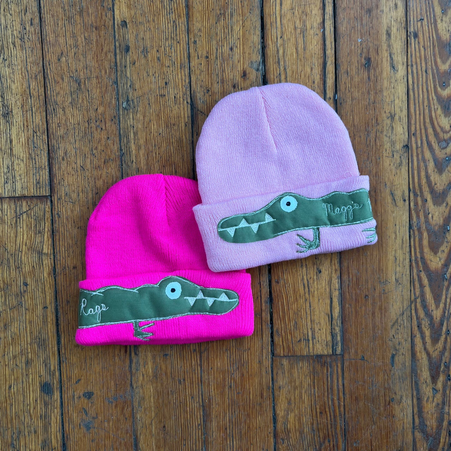 Hot pink gator beanie