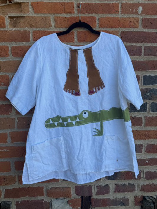 Gator & toes linen top(XL)