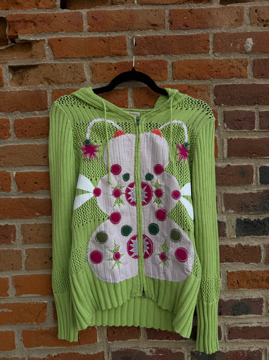 Abstract bug knit zip up(large)