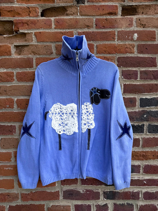 Little Lacey lamb high neck zip up(medium)