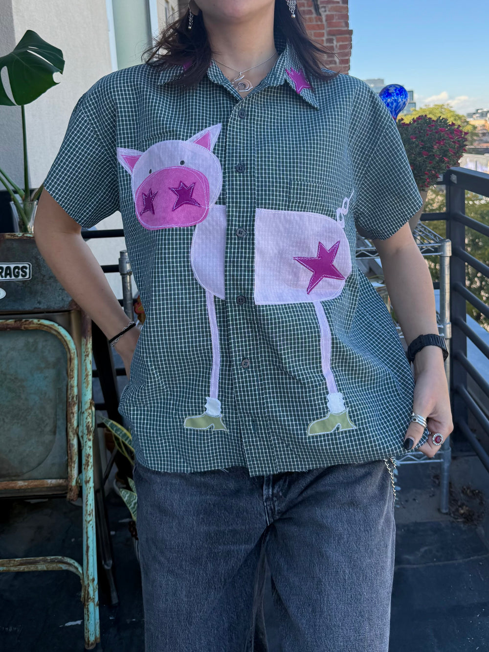 Fancy pig ft. Star collar button down(medium)