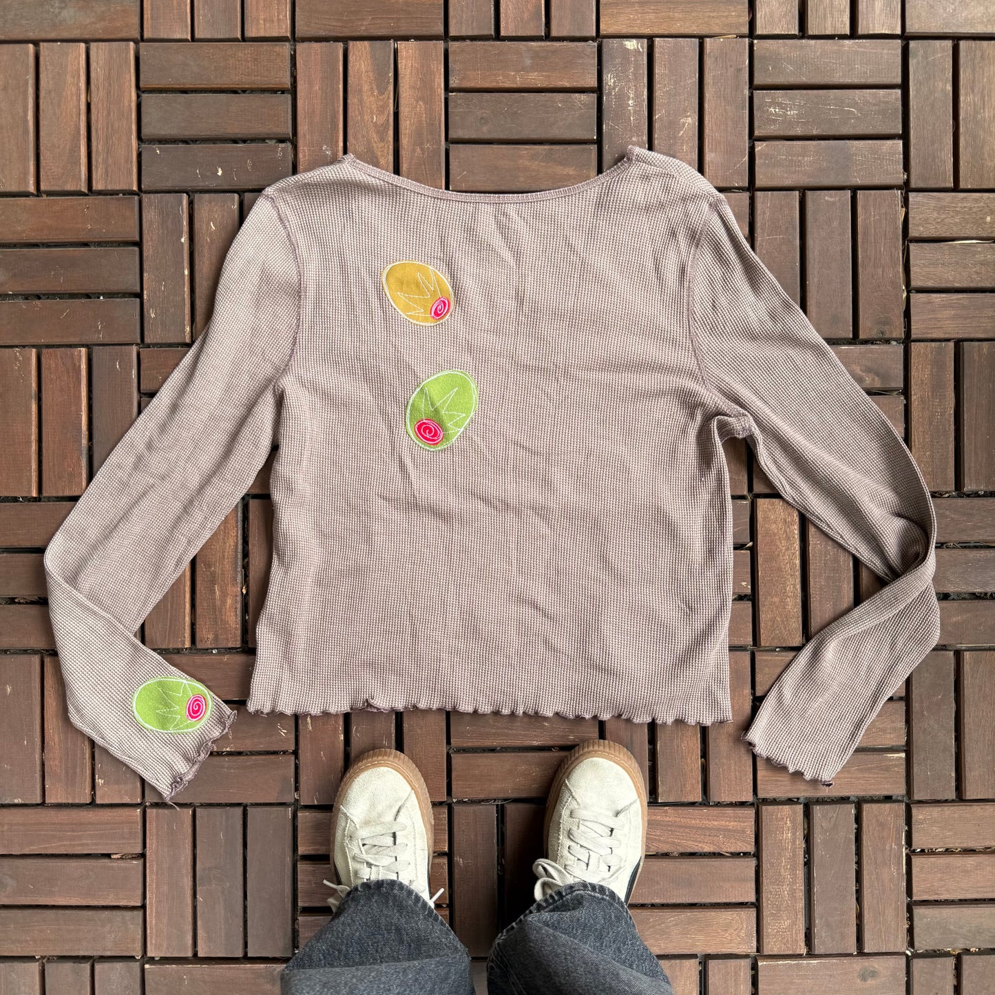 All over olives waffle shirt(XXL)