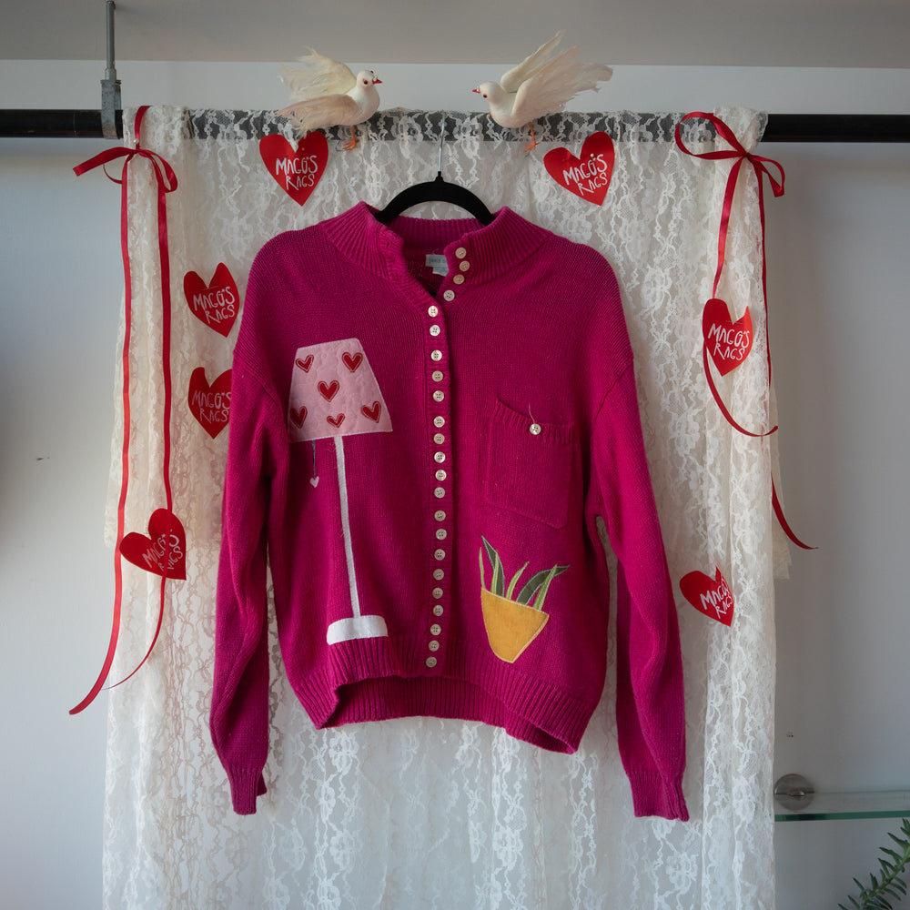 Pink love lamp and plant sweater(medium)