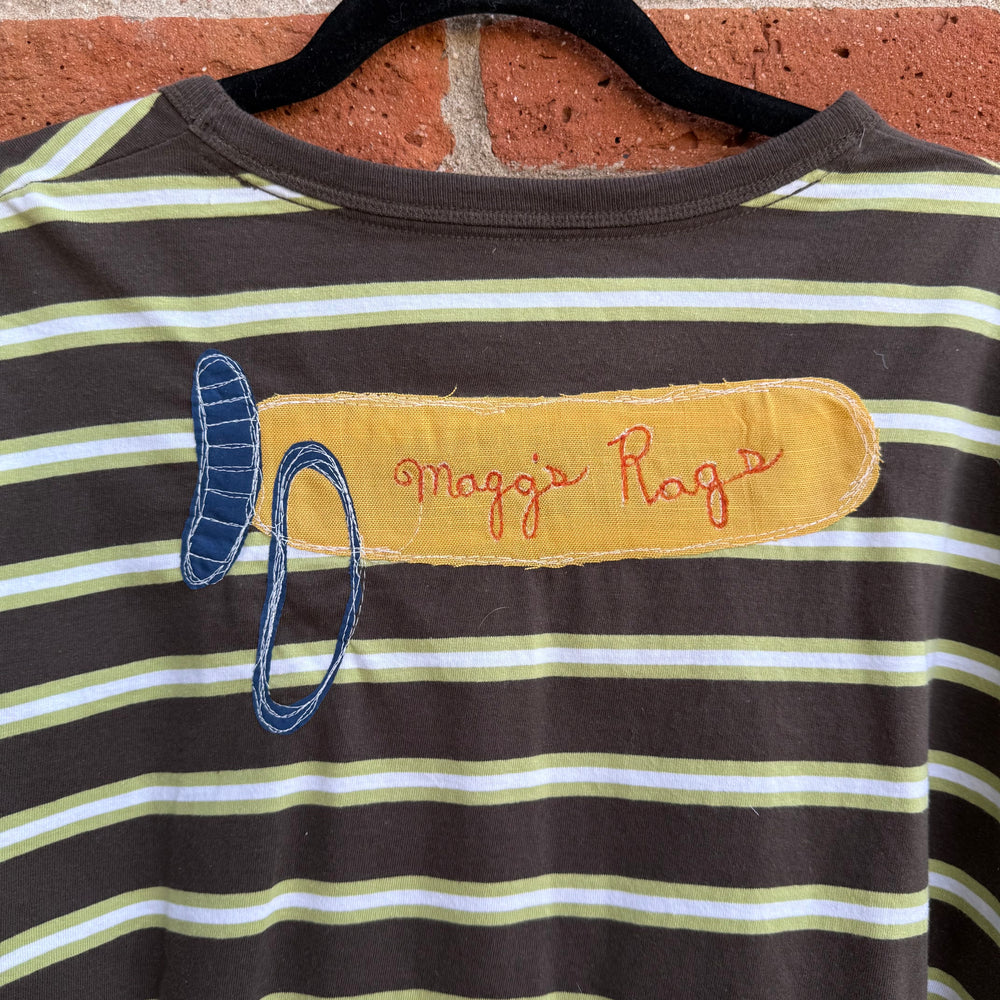 Striped abstract fish tee(XL)