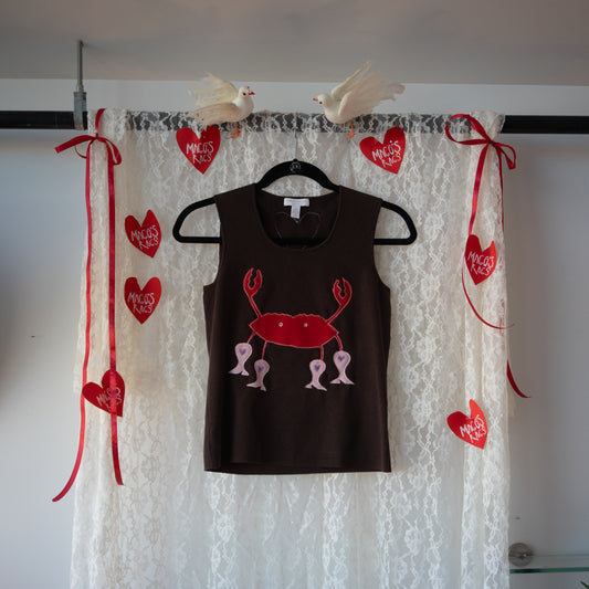 Brown crustacean in boots knit tank(medium)