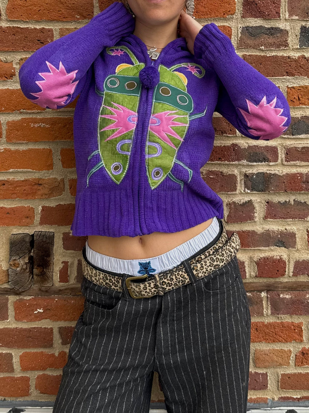 Beetle pom-pom zip up(XS)