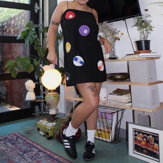 Black linen billiard ball dress(large) - Magg's Rags 