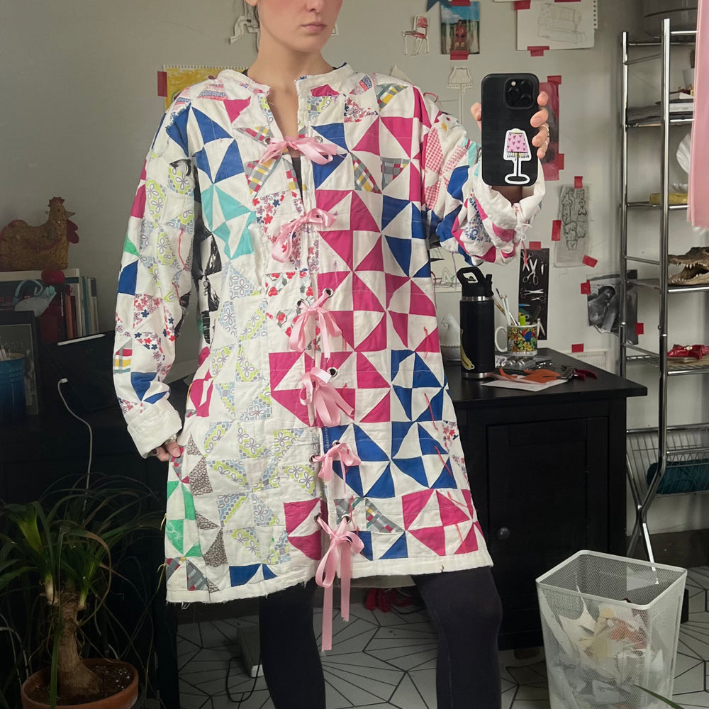 Bow tie quilt midi jacket(Large)