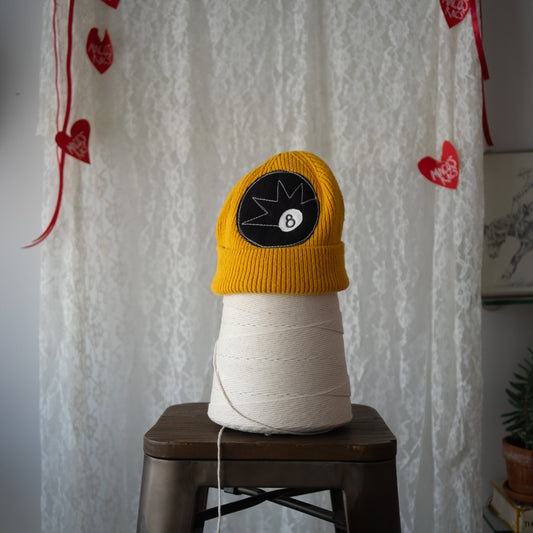 Yellow double 8ball beanie (os)