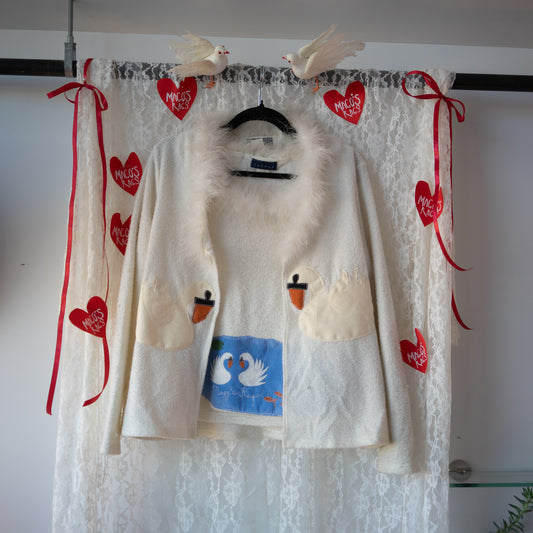 Swan lake feather trimmed cardigan/tank set(2 pieces)(Large)